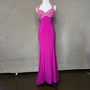Dave & Johnny Pink Beaded Prom Dress Open Back Formal Gown Size 0/00